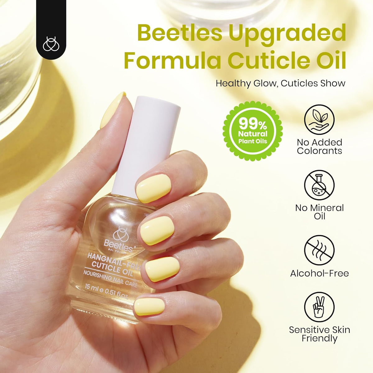 Beetles Cuticle Oil for Nail 15ml Almond Fragrance Care with Jojoba Oil & Vitamin E Nail Growth and