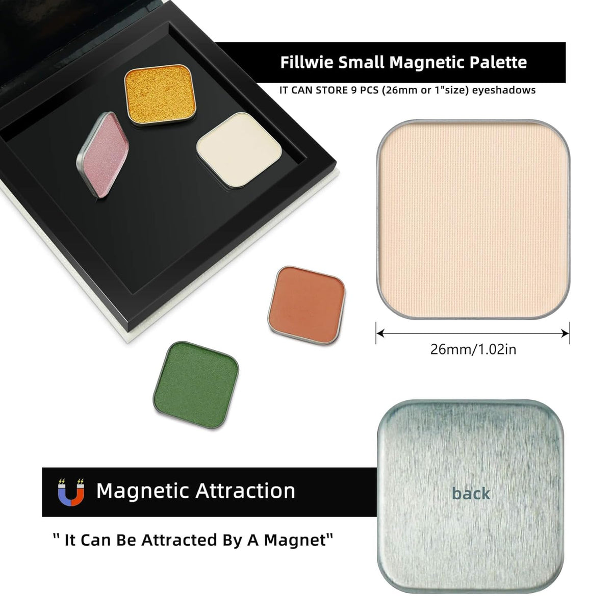 Single Matte Eyeshadow with Metal Pan, Long-lasting Natural Nude Color No-Makeup Look, Palette
