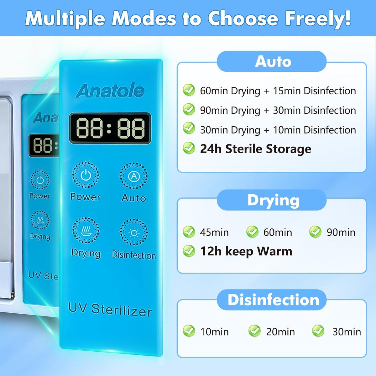 Anatole UV Light Nail Tool Cleaning Machine Dryer 10L Multifunctional Cleaner Box 160W Professional