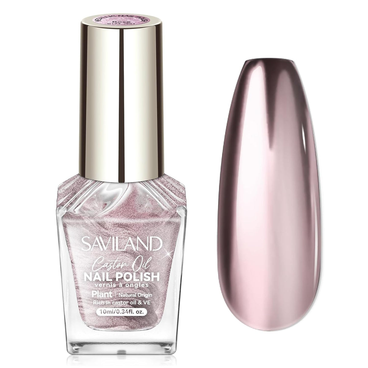SAVILAND Metallic Nail Polish Rose Glod: Quick Dry Mirror Pink Nail Polish Regular Chrome