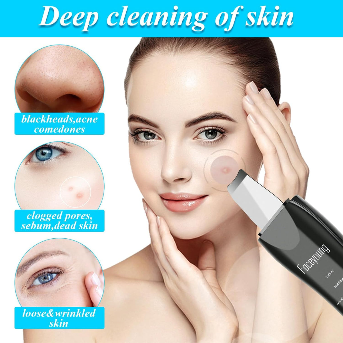 Facial Skin Cleanser with Mister, Upgraded Sprayer, Blackhead Extractor for Deep Cleansing and