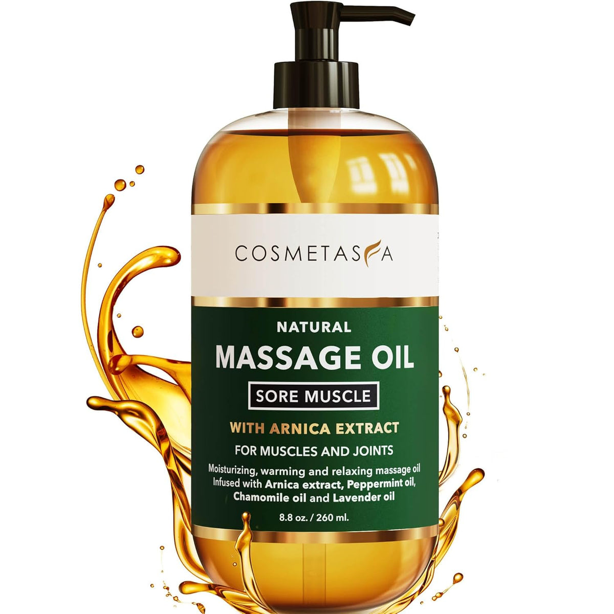 Cosmetasa Sore Muscle Massage Oil - 8.8 oz, Soothes Muscle and Joint with Arnica Extract