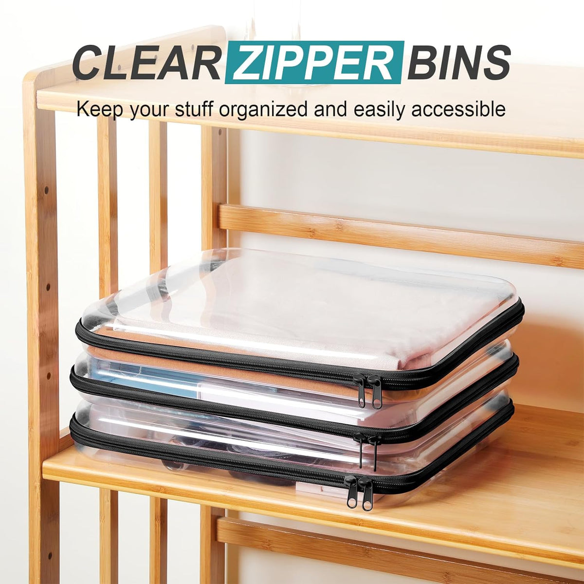 Hoolerry 3 Pcs Clear Hard Zipper Case Plastic Pouch Transparent Hard Case Clear Makeup Bag Portable