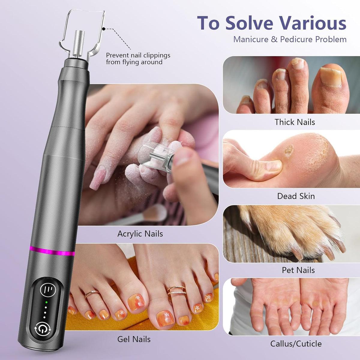 Cordless Nail Drill Electric Rechargeable File Kit, Professional Efile Acrylic Gel Nail Polish