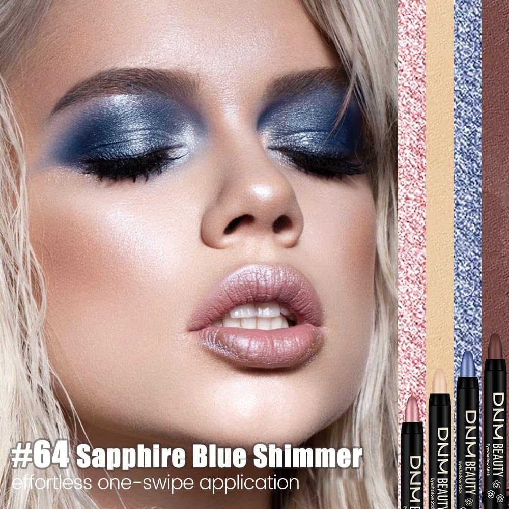 Kaely Cream Eye Shadow Sticks, Sapphire Blue Shimmer Eyeliner Pencil Eyeshadow Palette Makeup, Eye