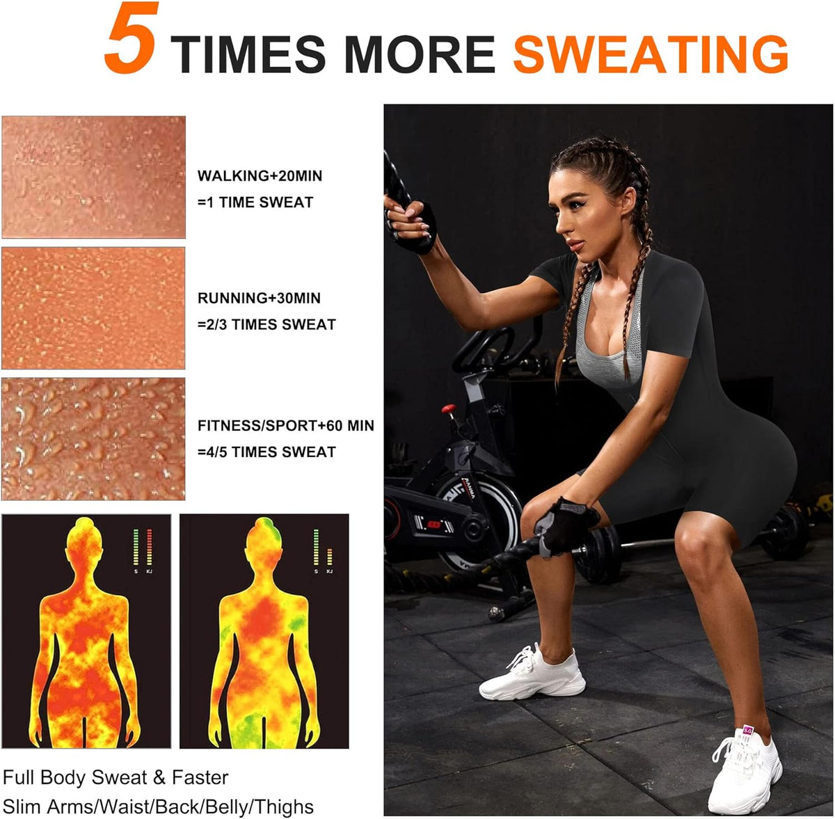 URSEXYLY Sauna Suit for Women Sweat Vest Waist Trainer 3 in 1 Slimming Full Body Shaper Workout Top