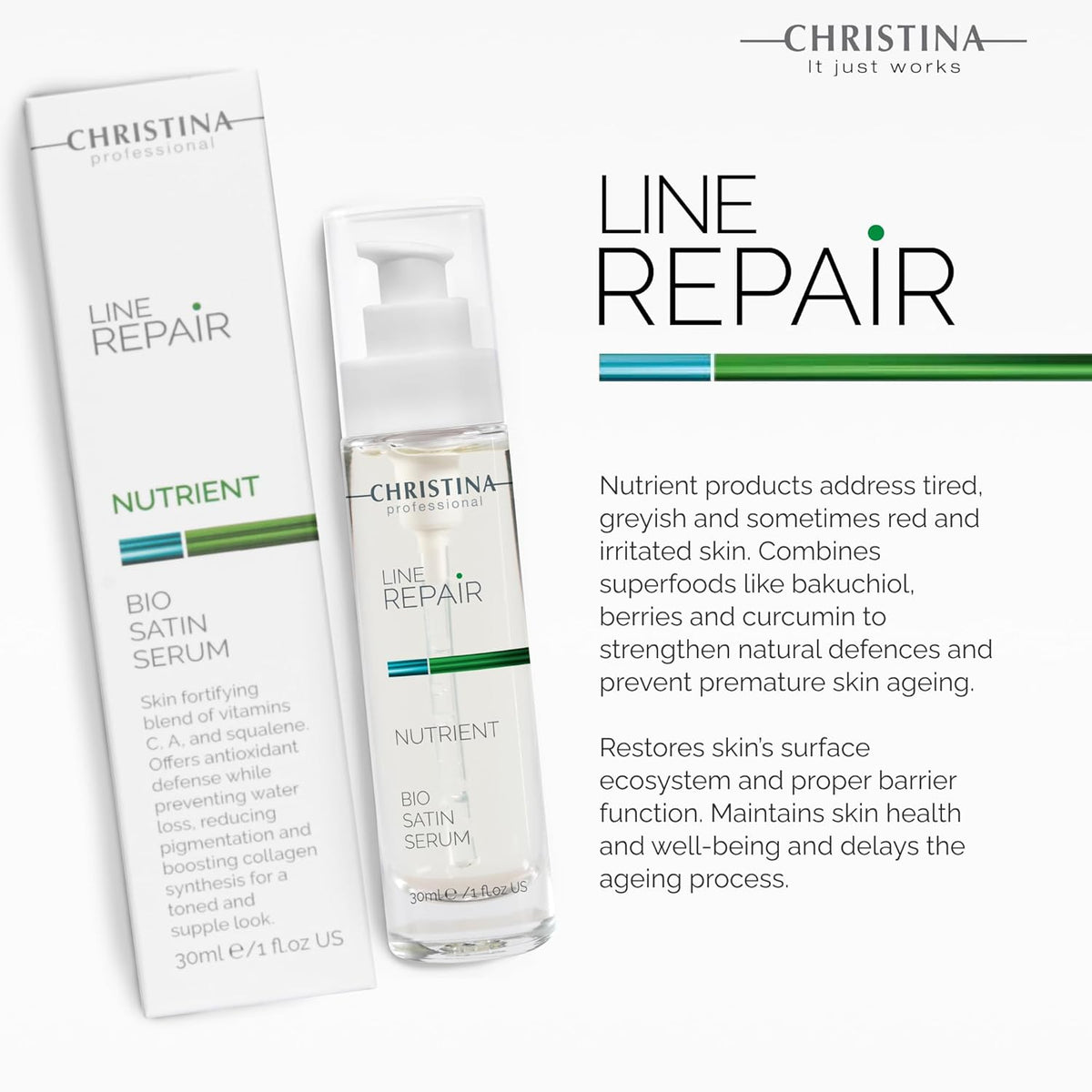 Christina Line Repair Bio Satin Vitamin C Serum for Face | Deeply Nourished Radiant Skin |