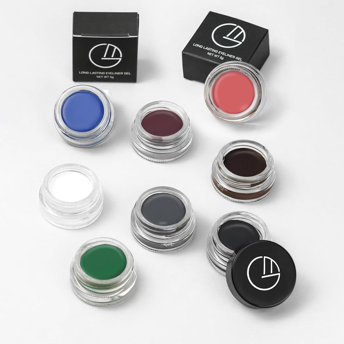 Eyeliner Gel Set,Long Lasting Waterproof With 5.51 IN Long Eyeliner Brush,High-Intensity Pigments