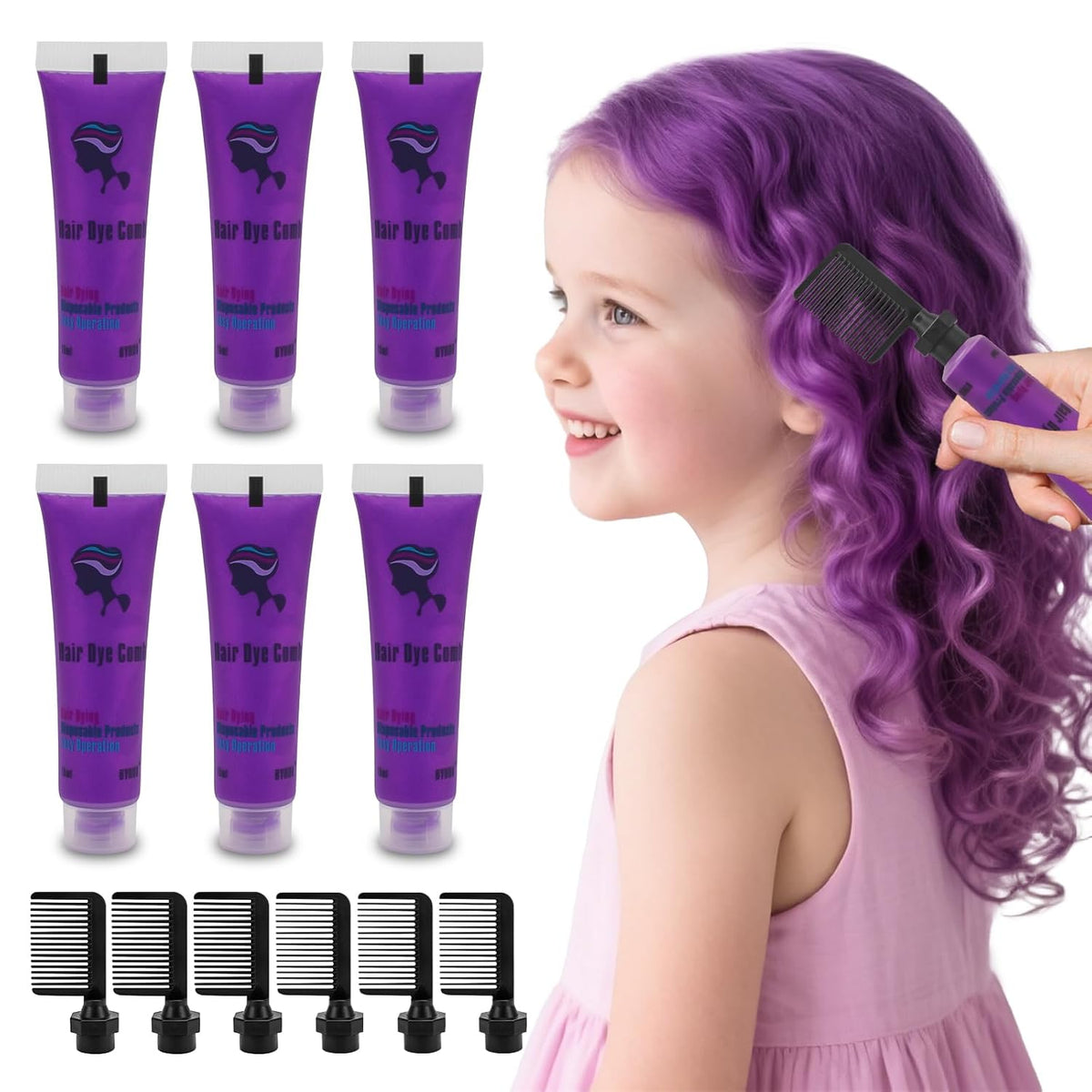 Byhoo Purple Temporary Hair Color Dye for Dark Hair, 90 ml, Cream Format, Fashionable Color