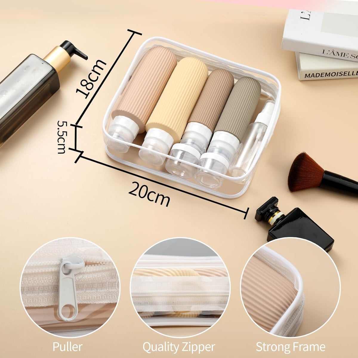 16 Pack Travel Bottles for Toiletries, Large 6oz Silicone Travel Containers jar for Toiletries
