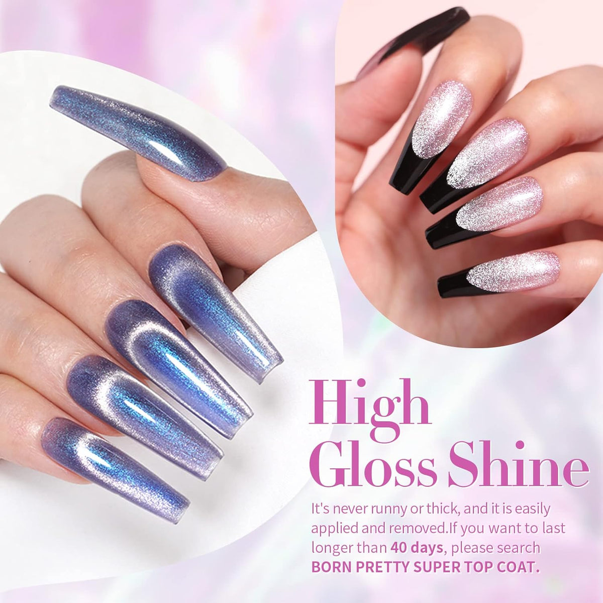 Born Pretty Cat Magnetic Gel Nail Polish Set Auroras 9D Cat Magnetic Eye Glitter Gel Polish Nail