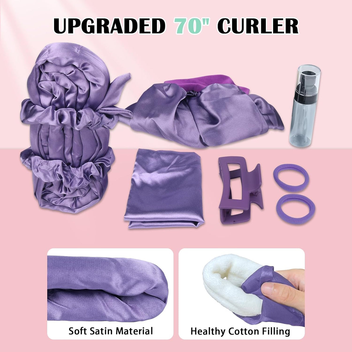 Satin Heatless Curls Overnight Hair Curlers to Sleep In Hair Curler Rollers No Heat Hair Wrap for
