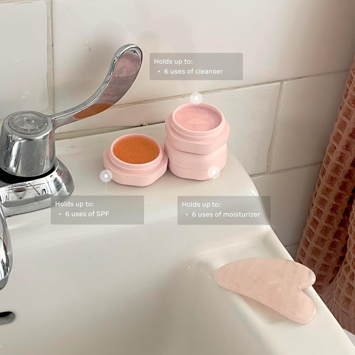 Cadence Travel Containers Basic Skincare Set - Magnetic Containers with Lids,Carry On Travel