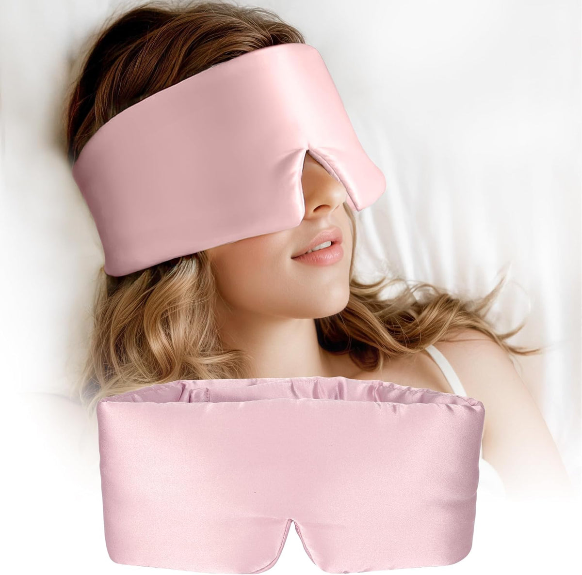 Silk Sleep Mask for Women and Men, Side Sleeper, 22 Momme Pure Mulberry Silk Total Blackout 100%