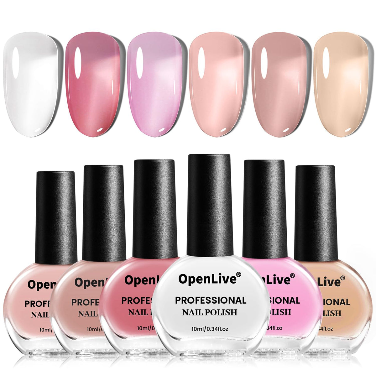 Jelly Nail Polish Set 6 Colors White Pale Red Soft Pink Natural Nude Pale Purple Fresh Pink Purple