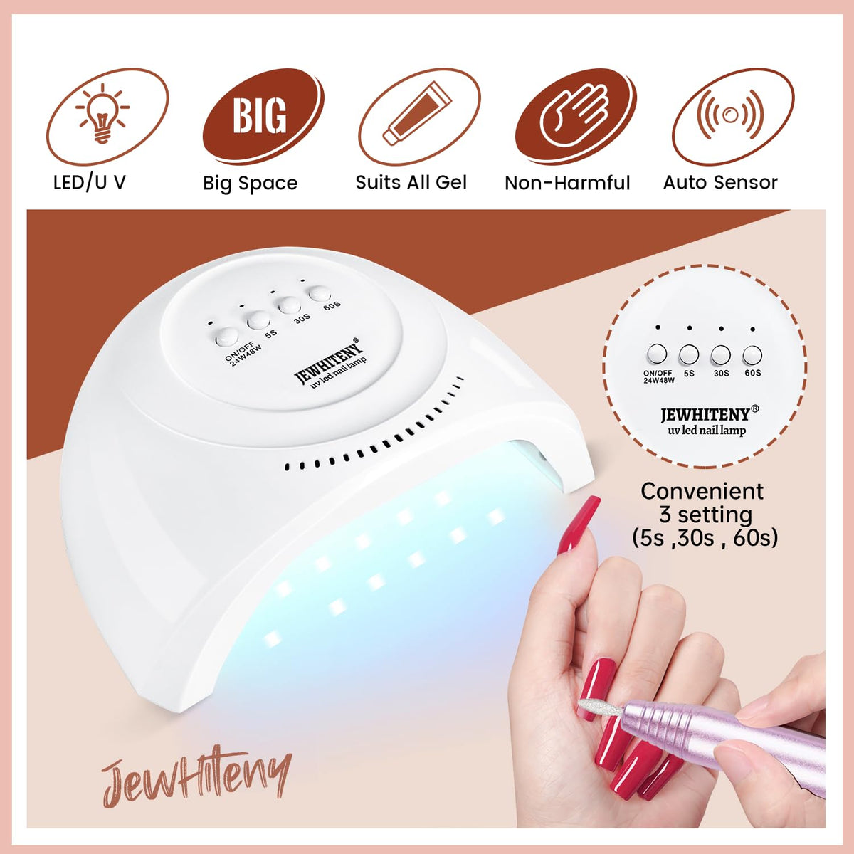 JEWHITENY 14 pcs Poly Gel Nail Extension Kit With Drill Machine U V Nail Light ALL In One Polygel