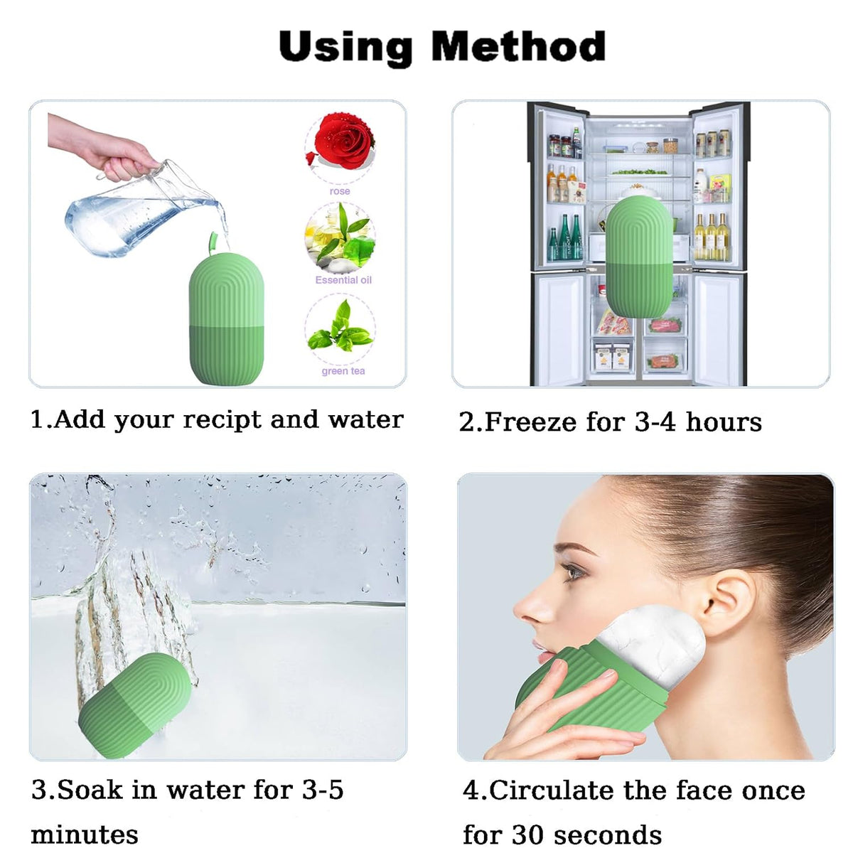 Ice Face Roller, Reusable Silicone Mold Face Massage Eye Facial Beauty Skin Care Tools Apply Ice