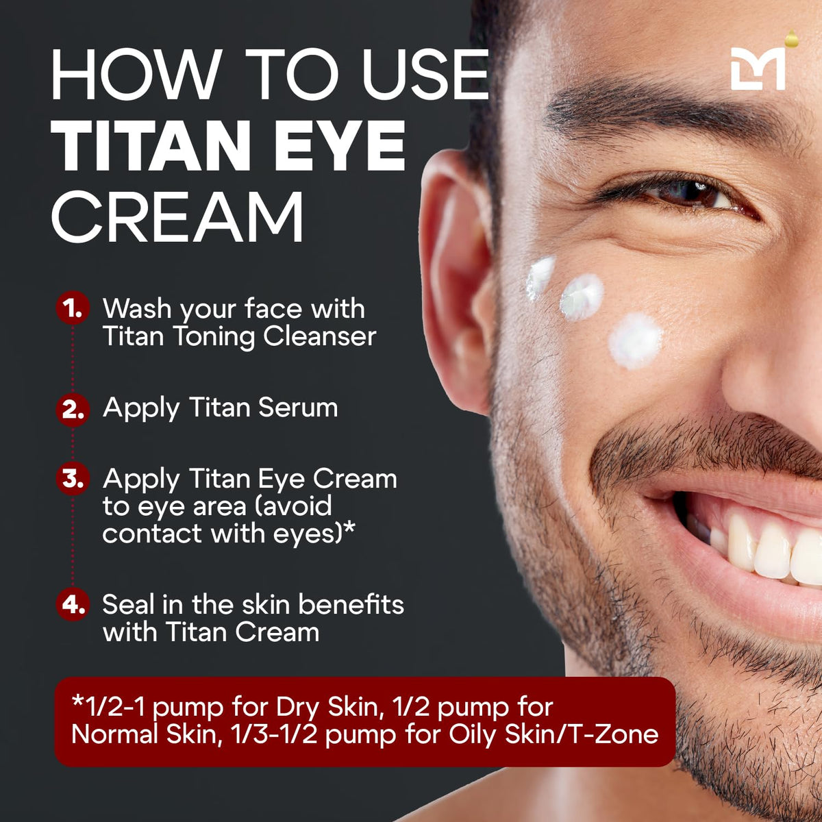 Titan Anti-Aging Mens Eye Cream – Mens Dark Circles Under Eyes Treatment – Eye Bags Treatment for
