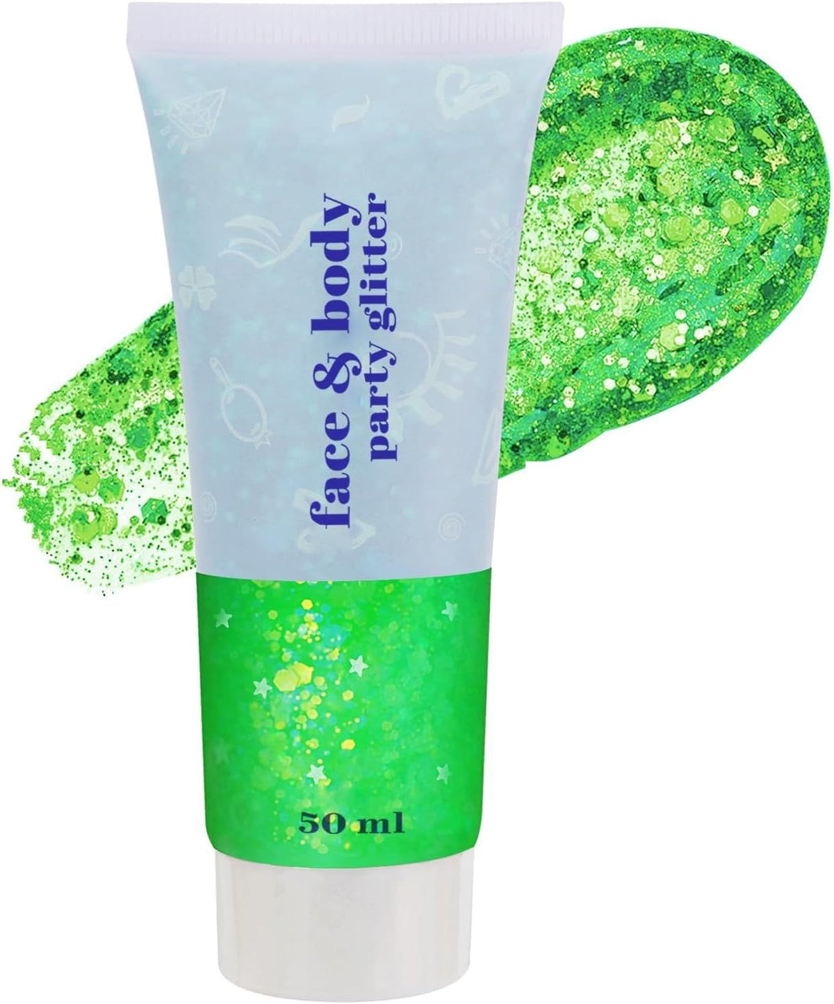 Go Ho Light Green Face Body Glitter,Sparkly Face Glitter Makeup,Light Green Face Paint Holographic