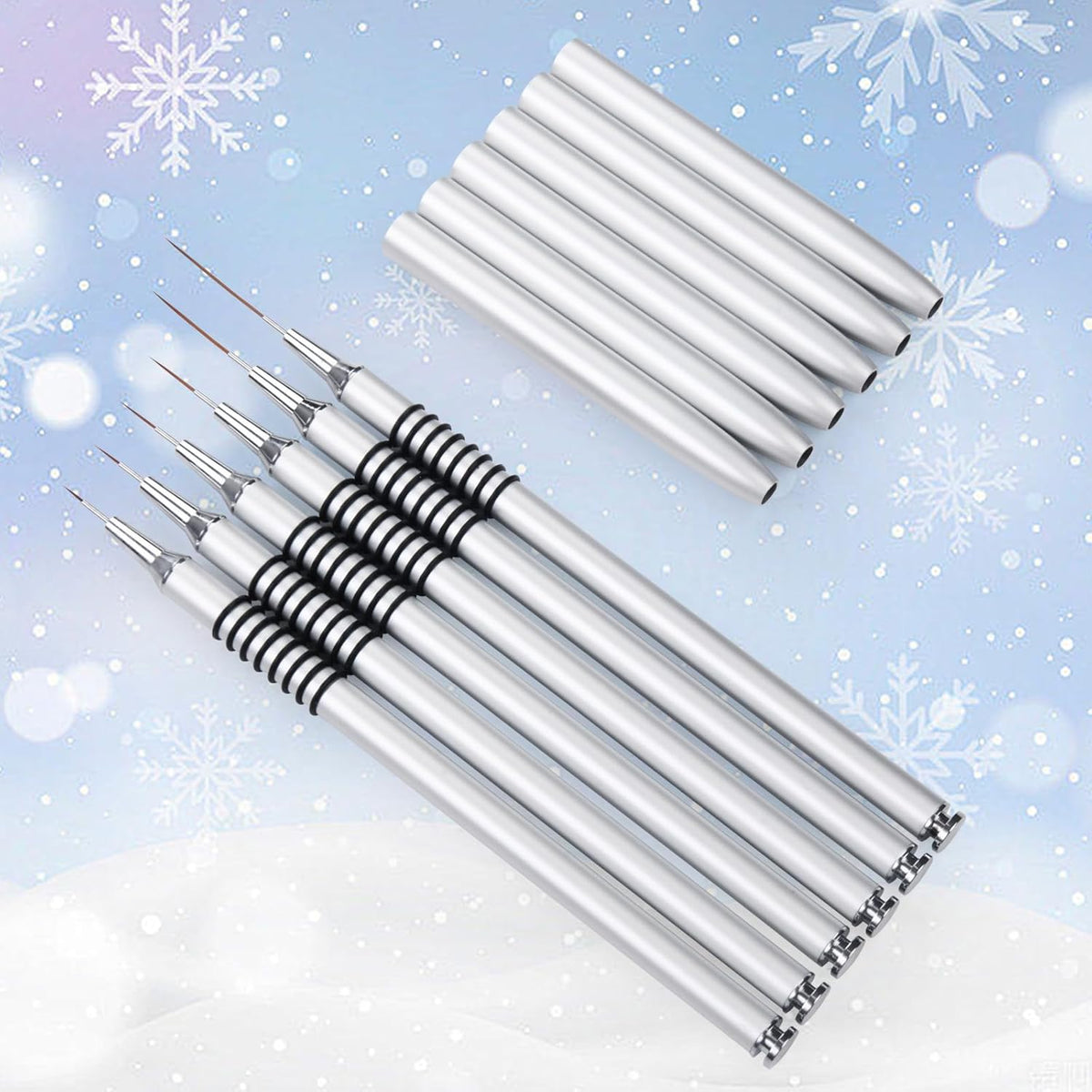 Nail Art Liner Brushes Set, 6Pcs Nail Art Design Brush Striping Thin Long Lines Dotting Drawing