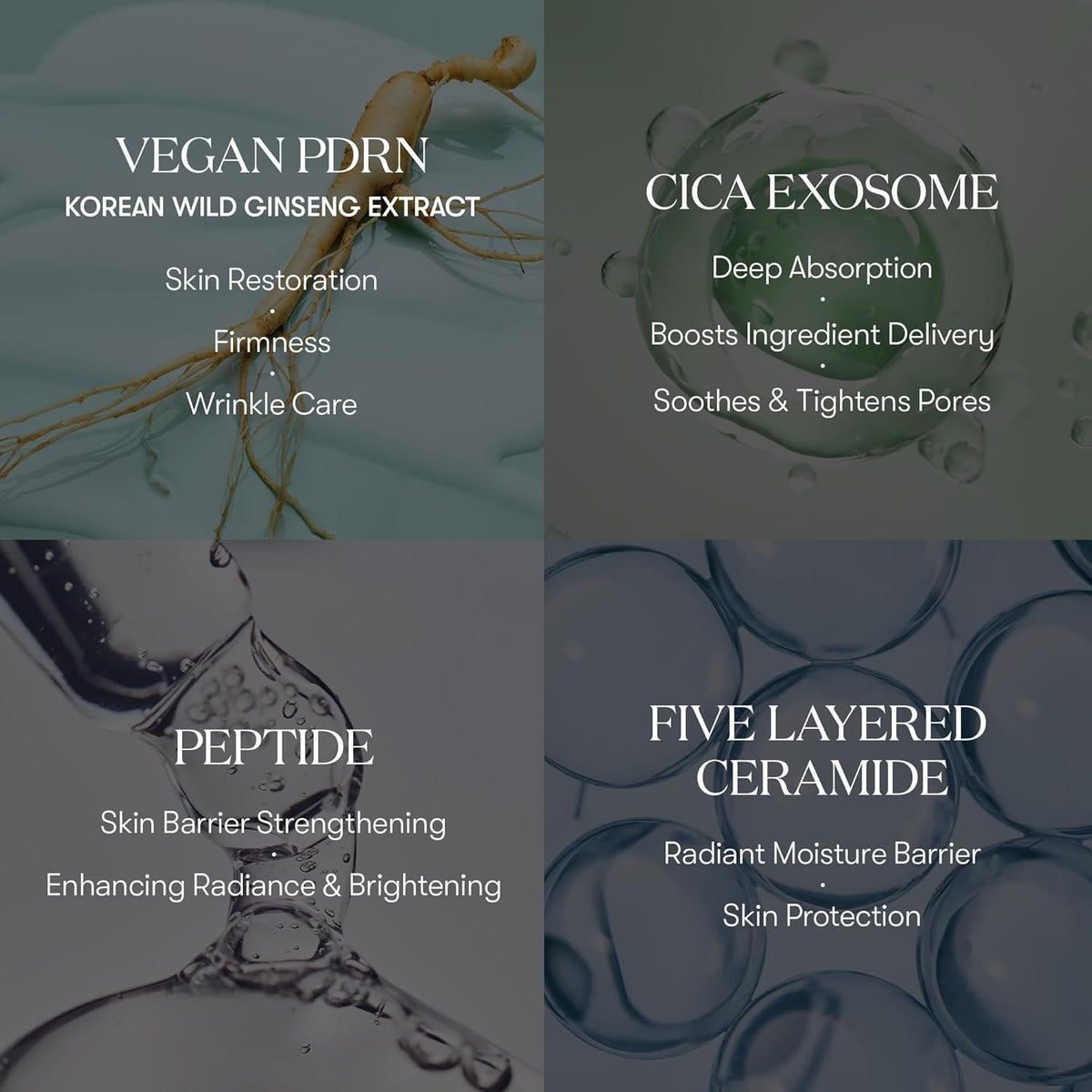 VT COSMETICS PDRN Cica Exosome Ampoule, Firming Serum with Peptide & Ceramide for Anti-Aging
