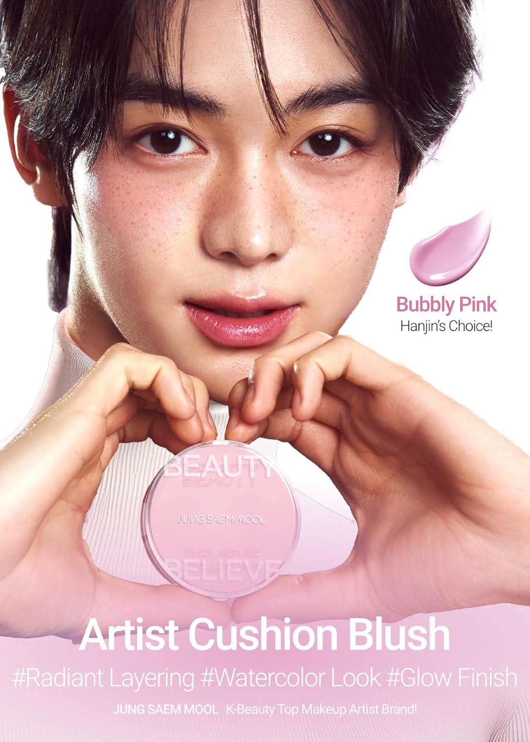 JUNGSAEMMOOL Artist Cushion Blush (Bubbly Pink) | Easy to Blend, Lightweight, Hydrating Cushion