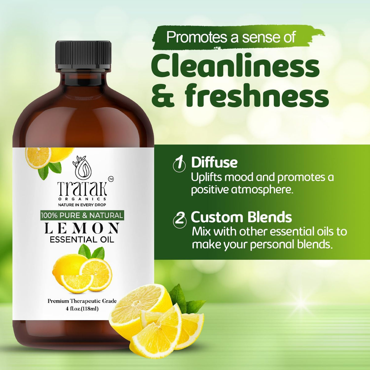 Lemon Essential Oil, 100% Pure & Natural with Glass Droppers | Undiluted Essential Oils for