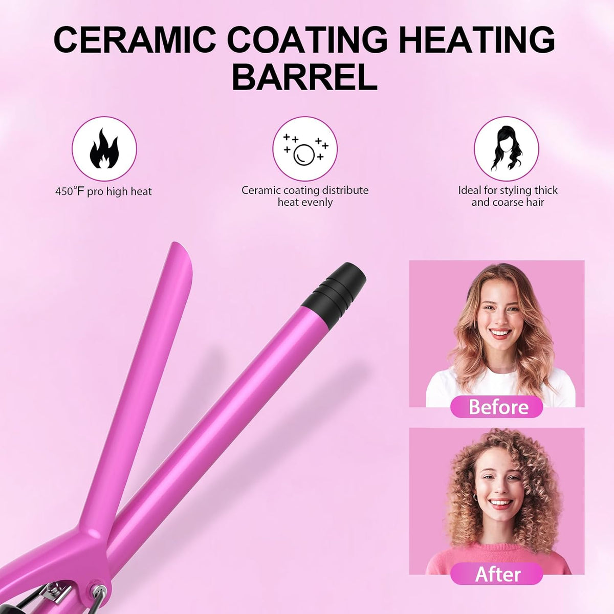 DAN Technology 1/2 Inch Curling Iron 13mm Small Ceramic Curling Wand with Adjustable Temperature