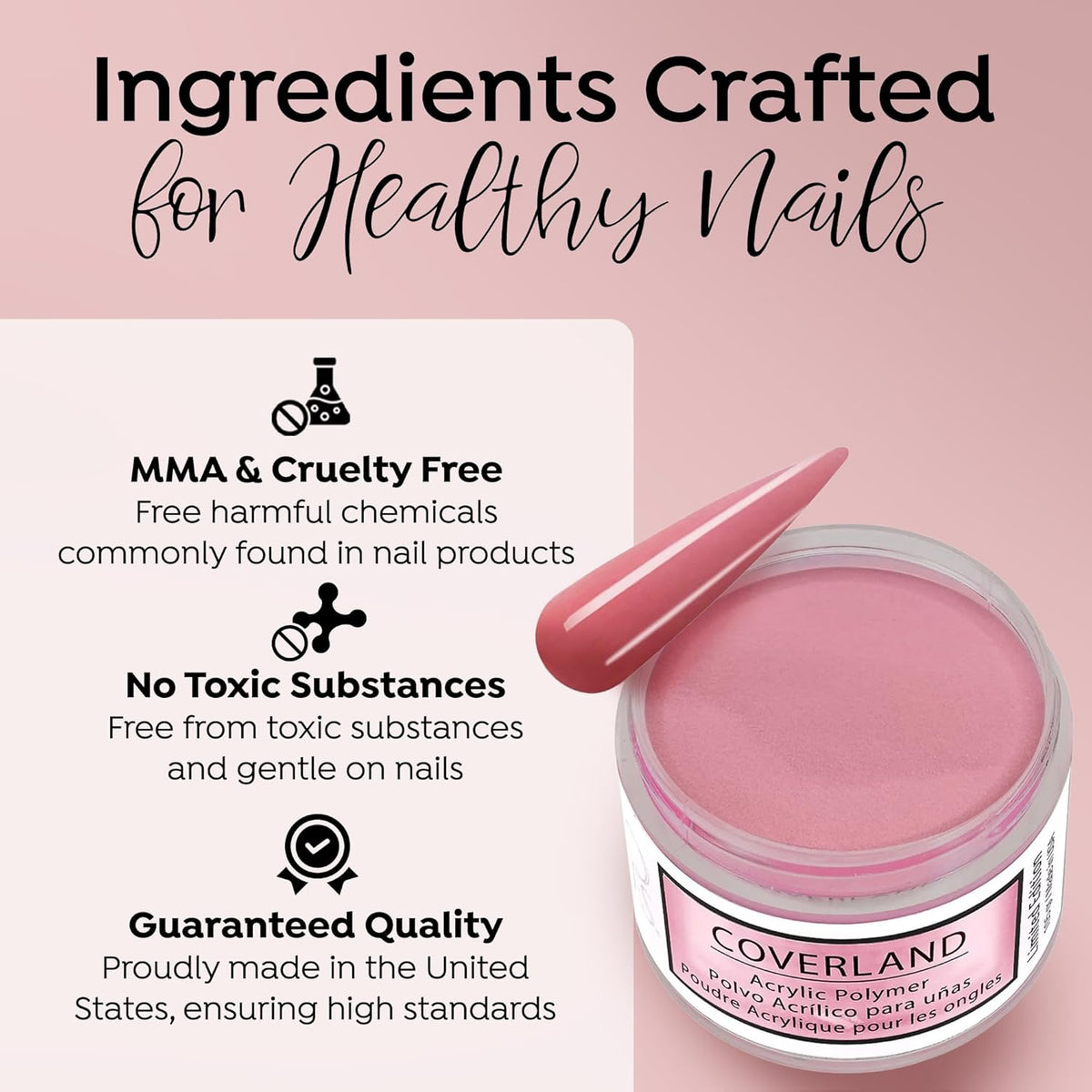 Tones Coverland Acrylic Nail Powder "French Rose" - Limited Edition Acrylic Powder for Nail Design