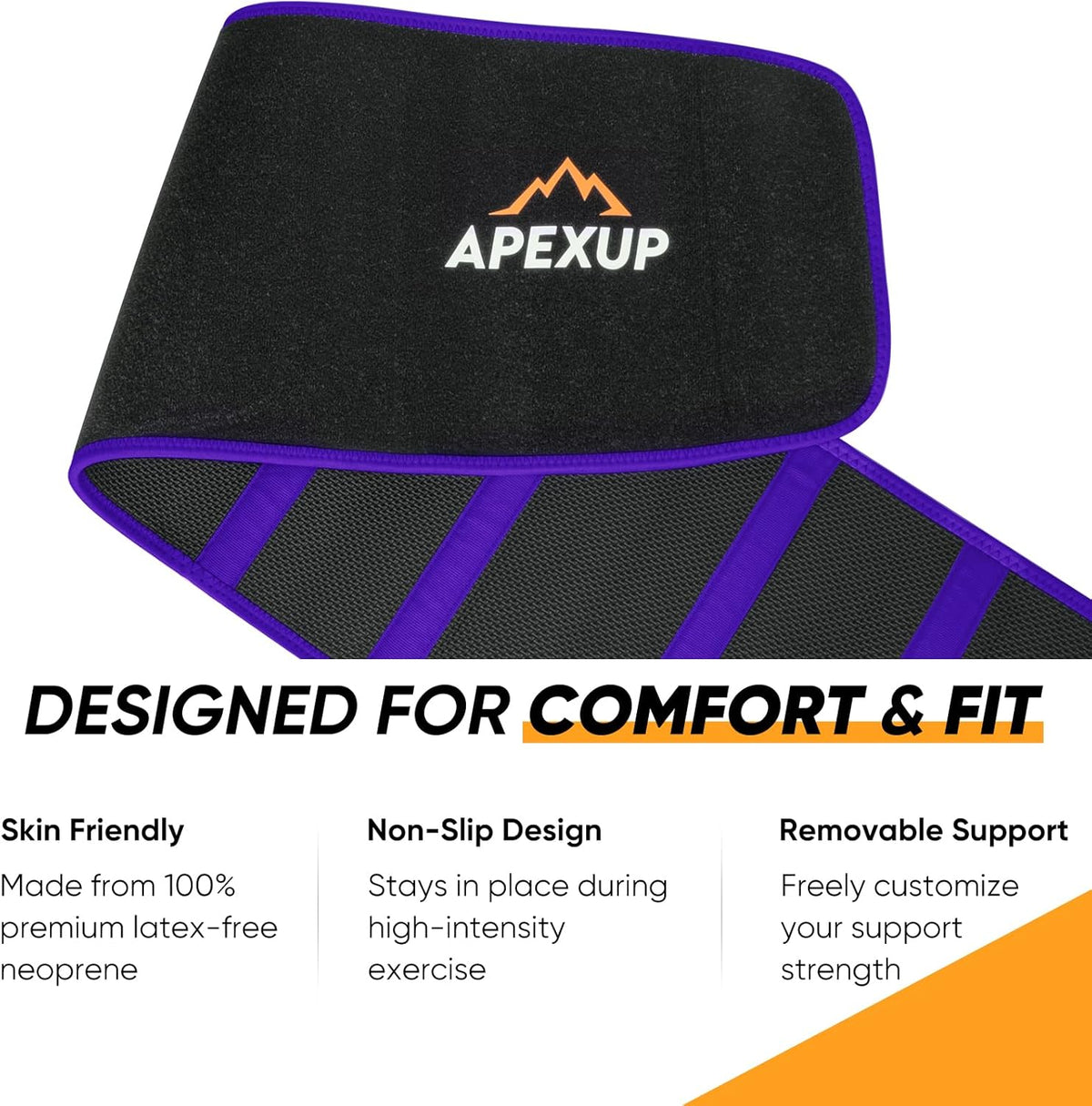 APEXUP Sweat Waist Trainer for Women and Men, Neoprene Waist Trimmer Belt Slimming Sweat Band with