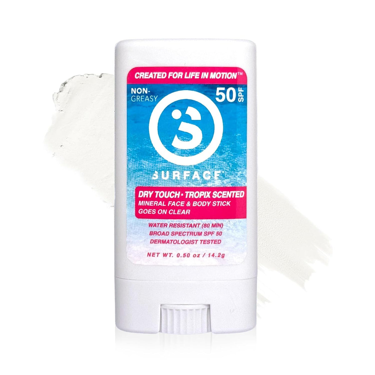 Surface Mineral Face Sunscreen Stick, Dry Touch SPF 50, Broad Spectrum UVA UVB Sun Protection for