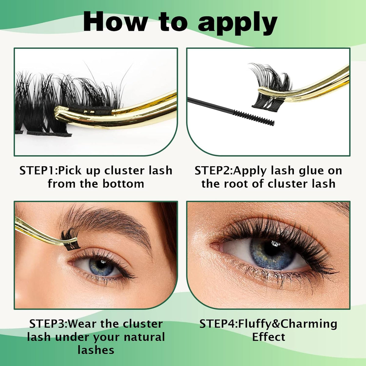 KEYYOU Volume Wispy Lash Extension 96pcs Individual Lashes D Curl 14mm Soft&Comfortable Easy DIY at