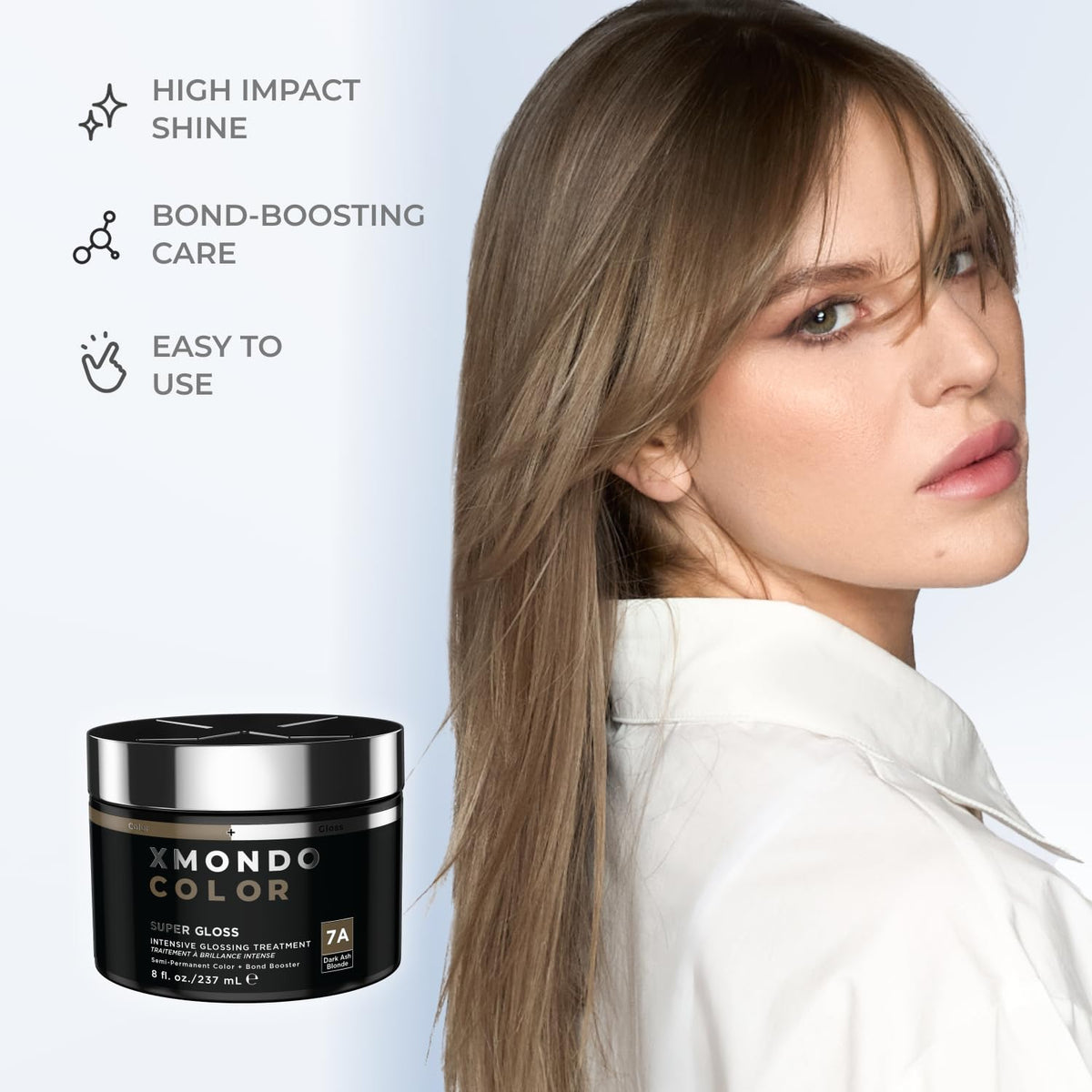 XMONDO Color Dark Ash Blonde Color Depositing Mask & Semi-Permanent Hair Dye Super Gloss Infused
