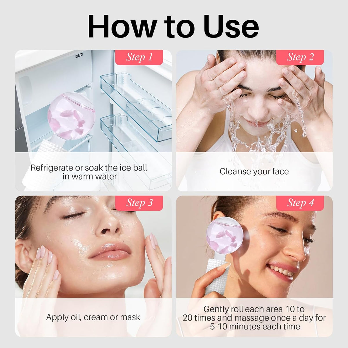 Ice Globes & Ice Roller for Face and Eyes - Facial Massage Tools for Skin Care, Reduce Wrinkles &