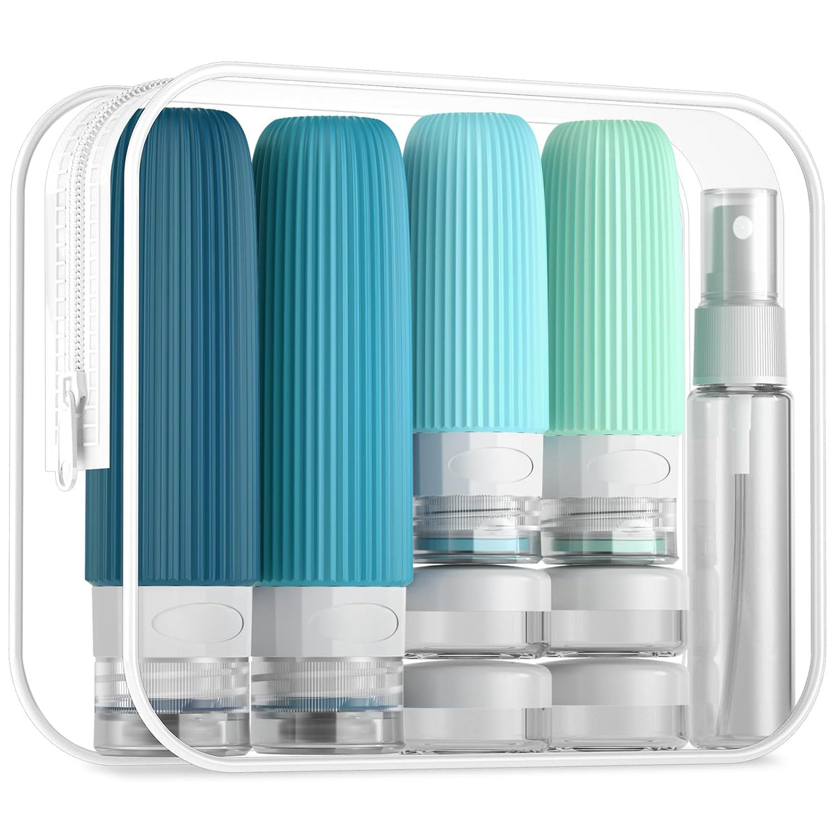 16 Pack Travel Bottles Set, TSA Approved Leak Proof Silicone Squeezable Containers for Toiletries