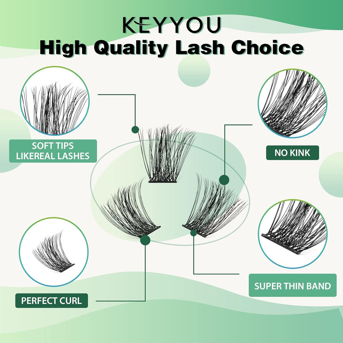 Lash Clusters,96 Pcs Cluster Lashes D Curl 14mm DIY Lash Extensions Eyelash Clusters,KEYYOU Volume