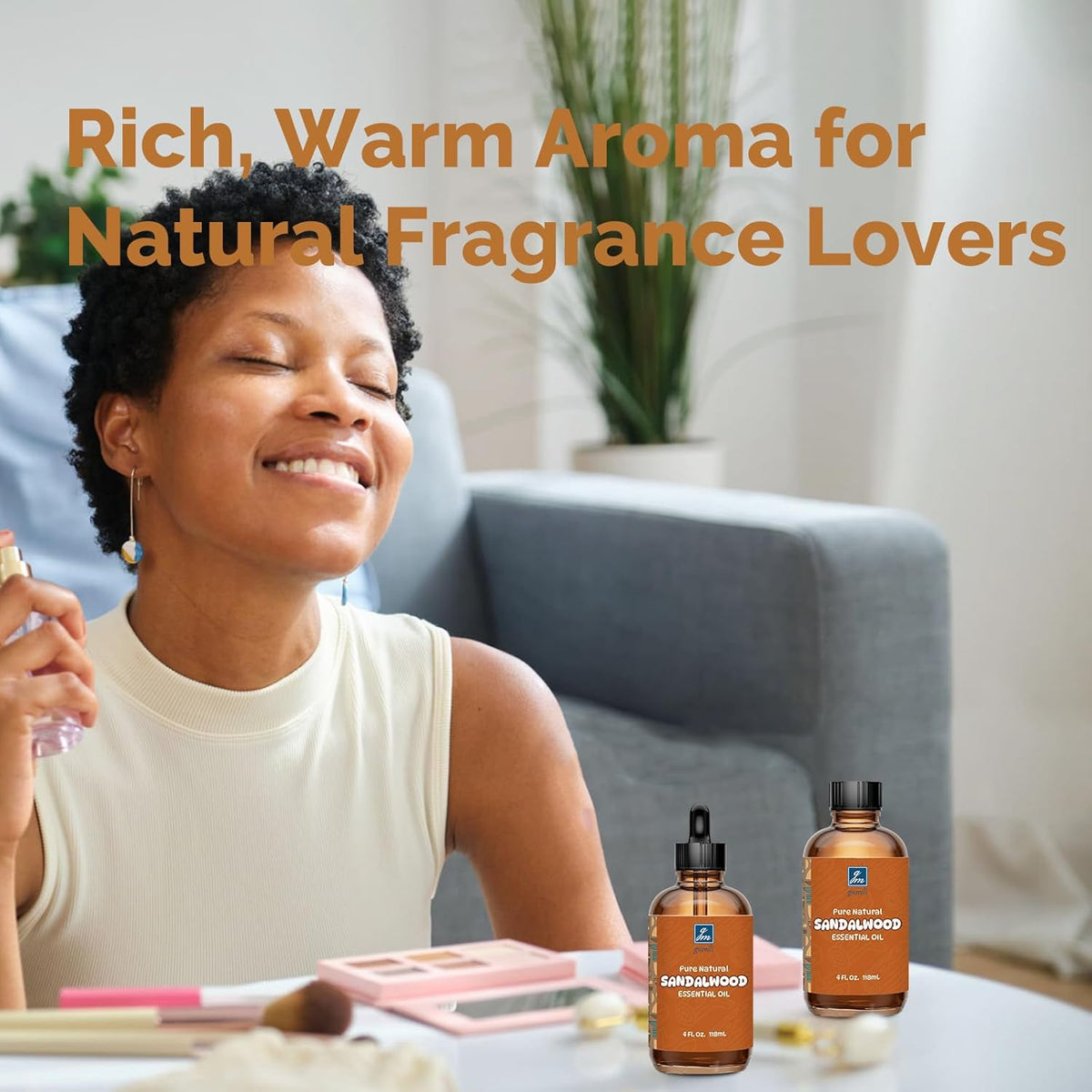 Sandalwood Essential Oil 4 Oz, 100% Pure Sandalwood Oil for Diffuser, Skin, Hair, Body & Face