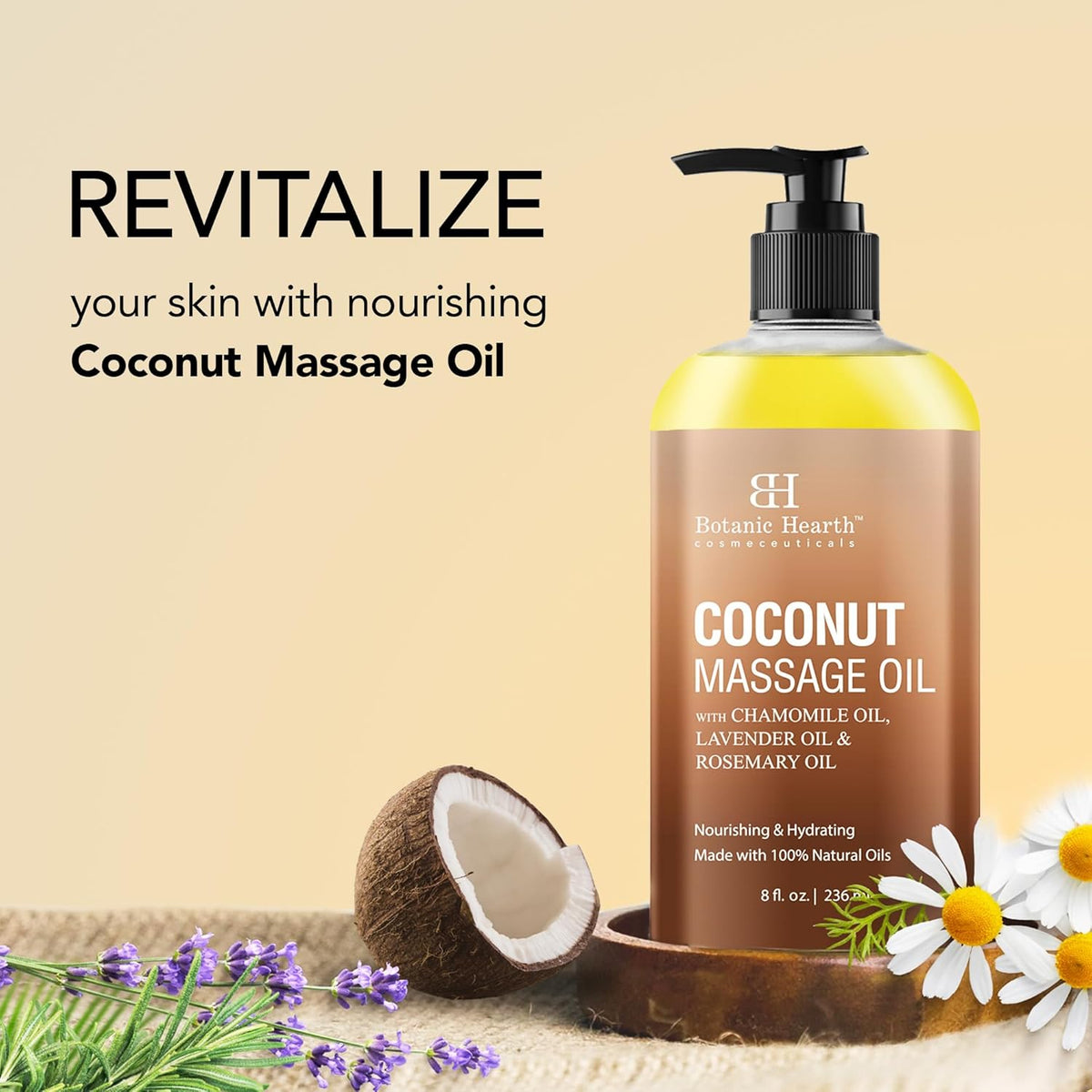 Botanic Hearth Coconut Massage Oil | Ultra|Glide Formula with Soothing Aroma |Made with Natural