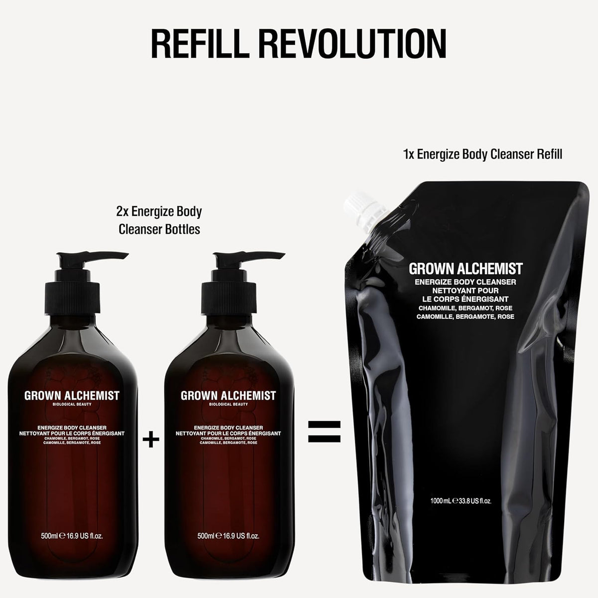 Grown Alchemist Energize Body Cleanser. Chamomile, Bergamot & Rose Body Cleanser. Gentle Body Wash.