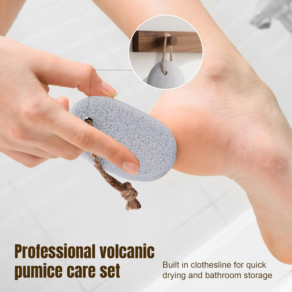 Pumice Stone for Feet Dead Skin Removal - 3-Pack Natural Volcanic Pumice Stone Set (Round, Oval