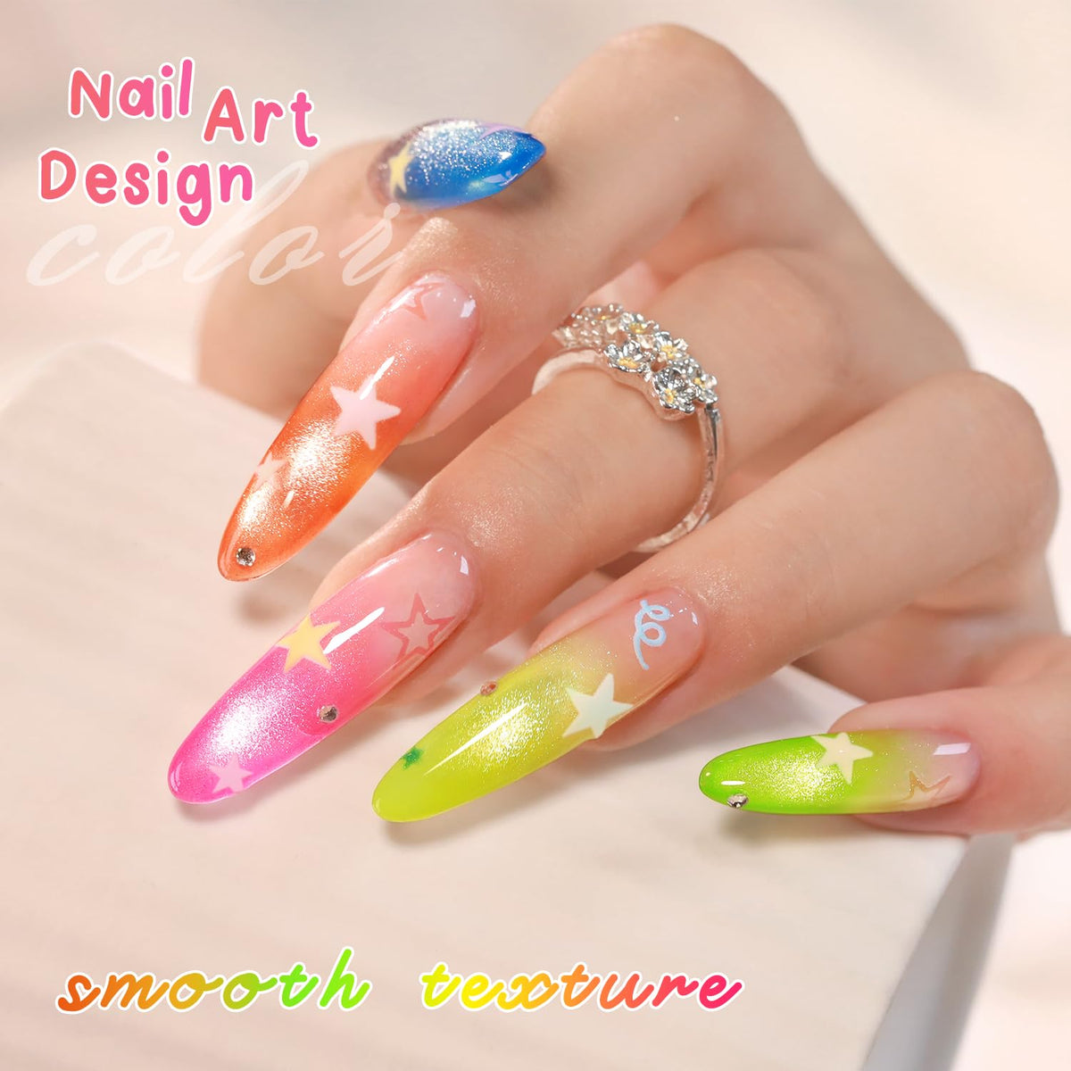 Double Rhythm Cat Eye Gel Nail Polish Set of 6 Same Color Same Bottle 0.5 Oz Shimmer Glitter with
