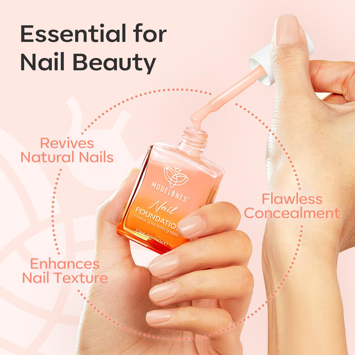 modelones Nail Strengthener Jelly Nude Nail Repair for Damaged Nails Strengthening Polish 15ml Nail