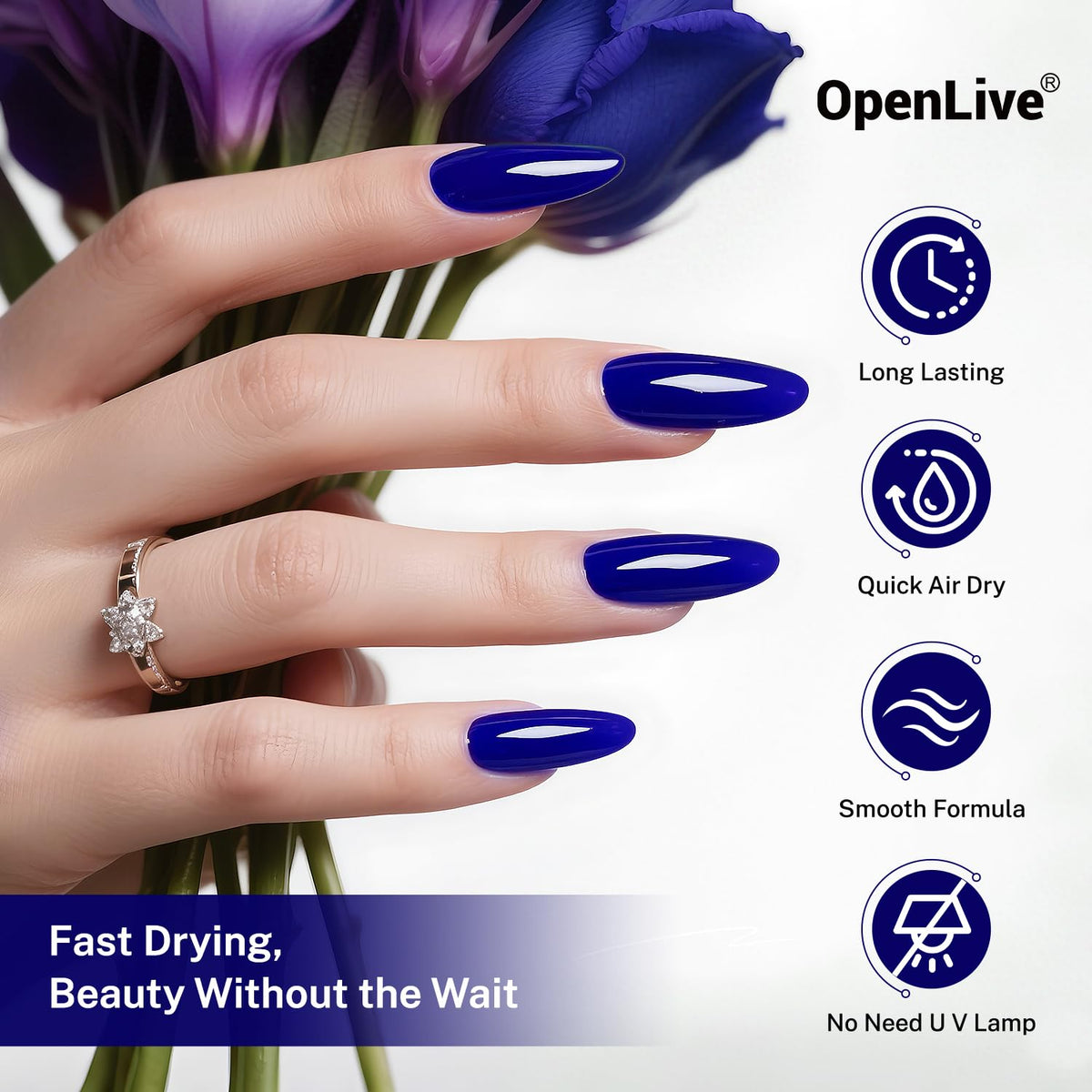 16.5ml Dark Blue Nail Polish Large Volume Quick Dry Nail Polish, Long Lasting Shine, Fingernail