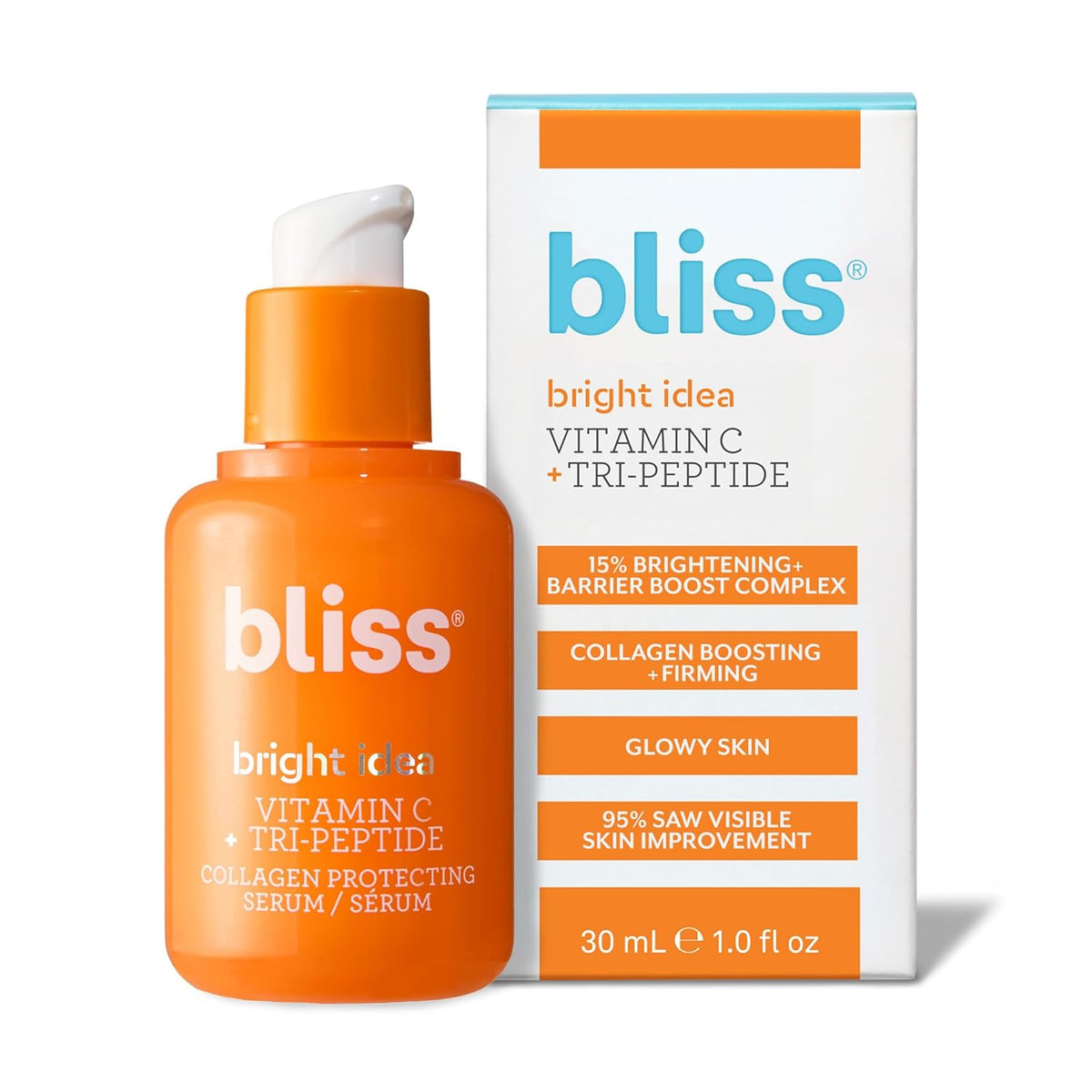 Bliss Vitamin C + Tri-Peptide Bright Idea Serum – 15% Brightening + Barrier Boost Complex for