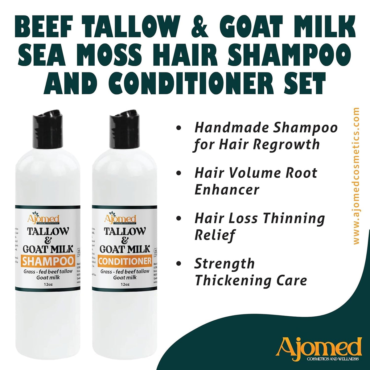 Beef Tallow Conditioner -Unscented Handmade tallow & goat milk conditioner for Damaged hair, all