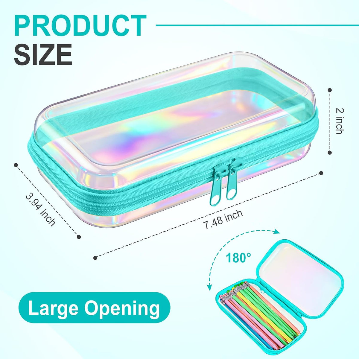 Hoolerry 4 Pcs Hard Clear Zipper Case Makeup Bags Plastic Pencil Pouch Transparent Storage Box