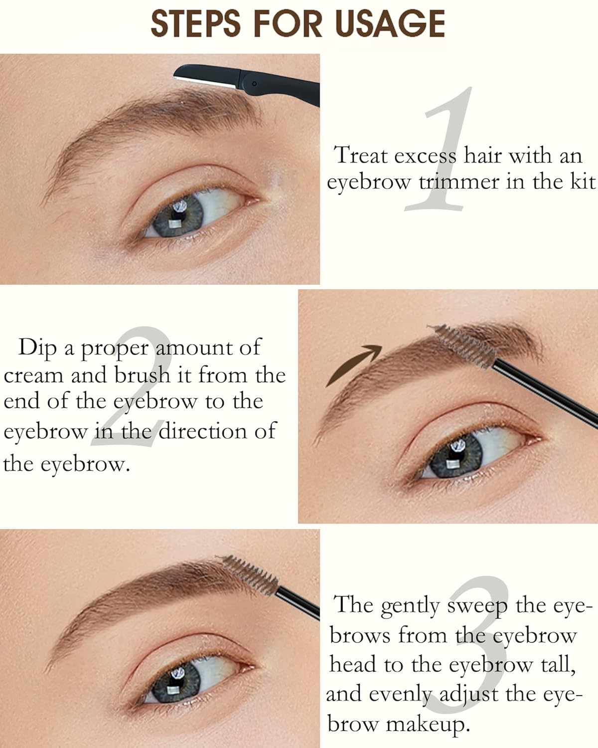 Waterproof Long Lasting Smudge-Proof Liquid Eyebrow Makeup, Tinted Eyebrow Gel, Volumizing Enhance