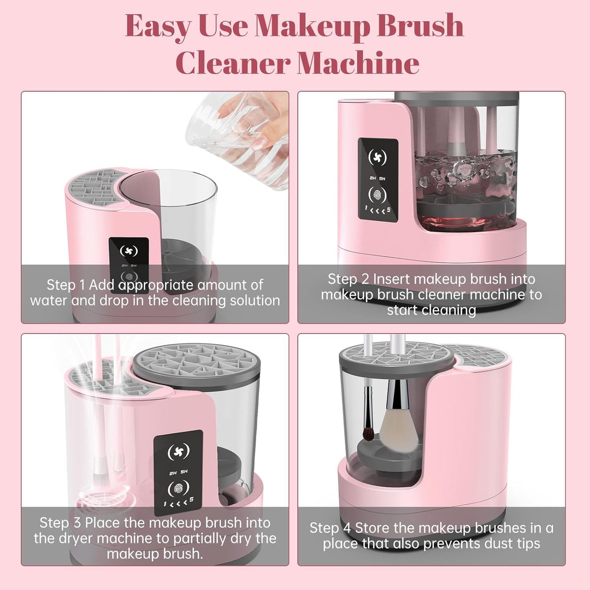 3 IN 1 Electric Makeup Brush Cleaner Machine With Makeup Brush Dryer-Holder-Portable Automatic USB