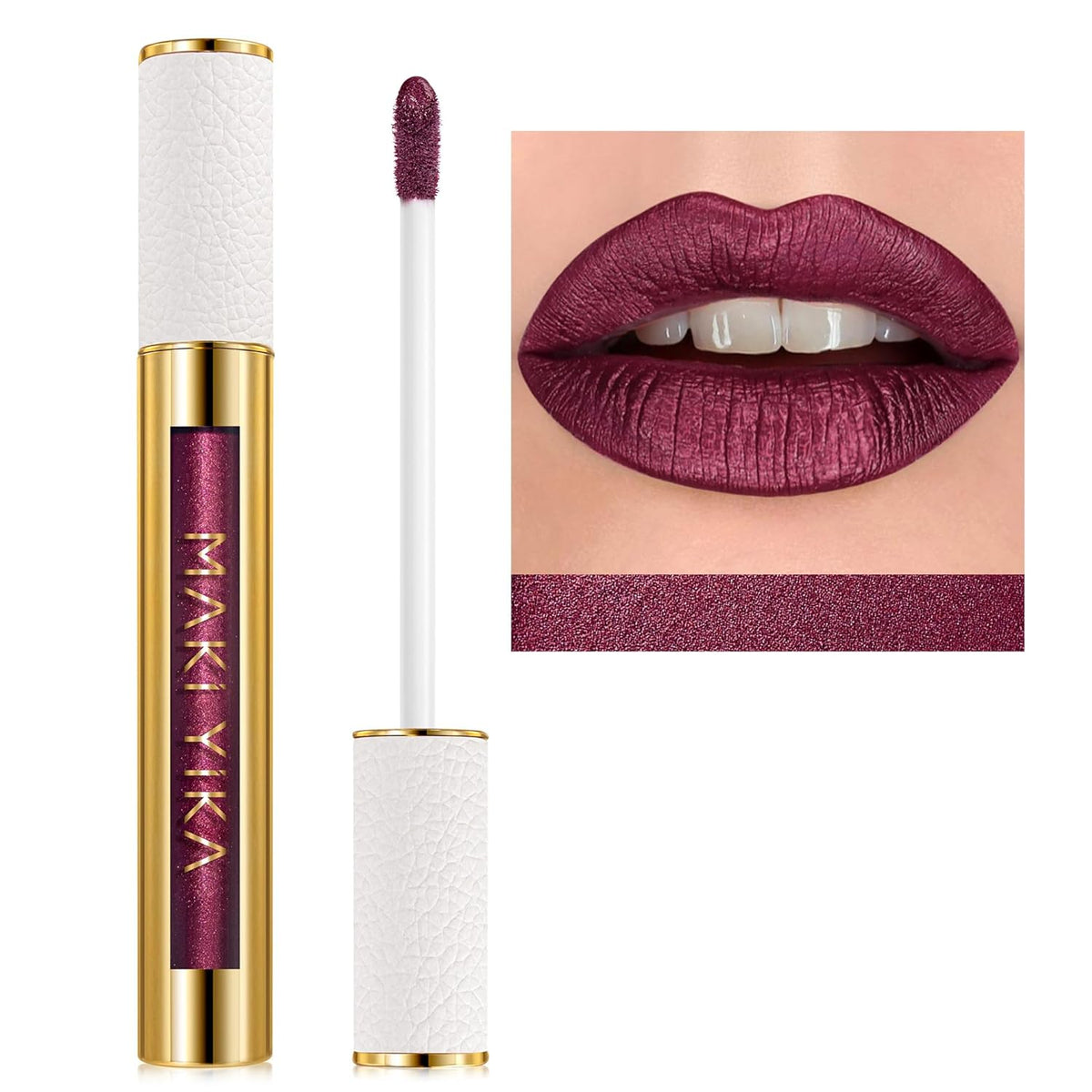 MAKI YIKA Dark Purple Lipstick for Women Metallic Lipsticks Glitter Long Lasting Lipstick No Smudge