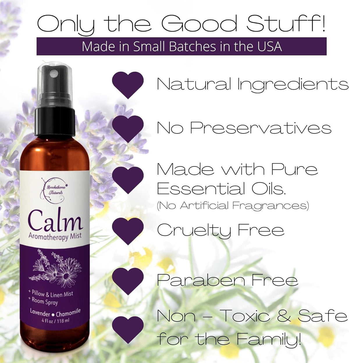 Calm Aromatherapy Mist with Lavender & Chamomile Essential Oil. Natural Sleep & Pillow Spray, Room